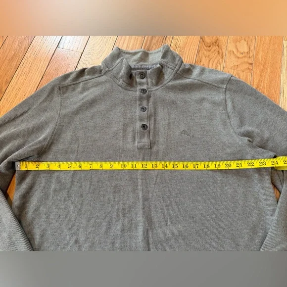 Tommy Bahama Cold Springs Mock Collar Henley Buttons GRAY Sweater Men’s Size XL - Picture 10 of 13
